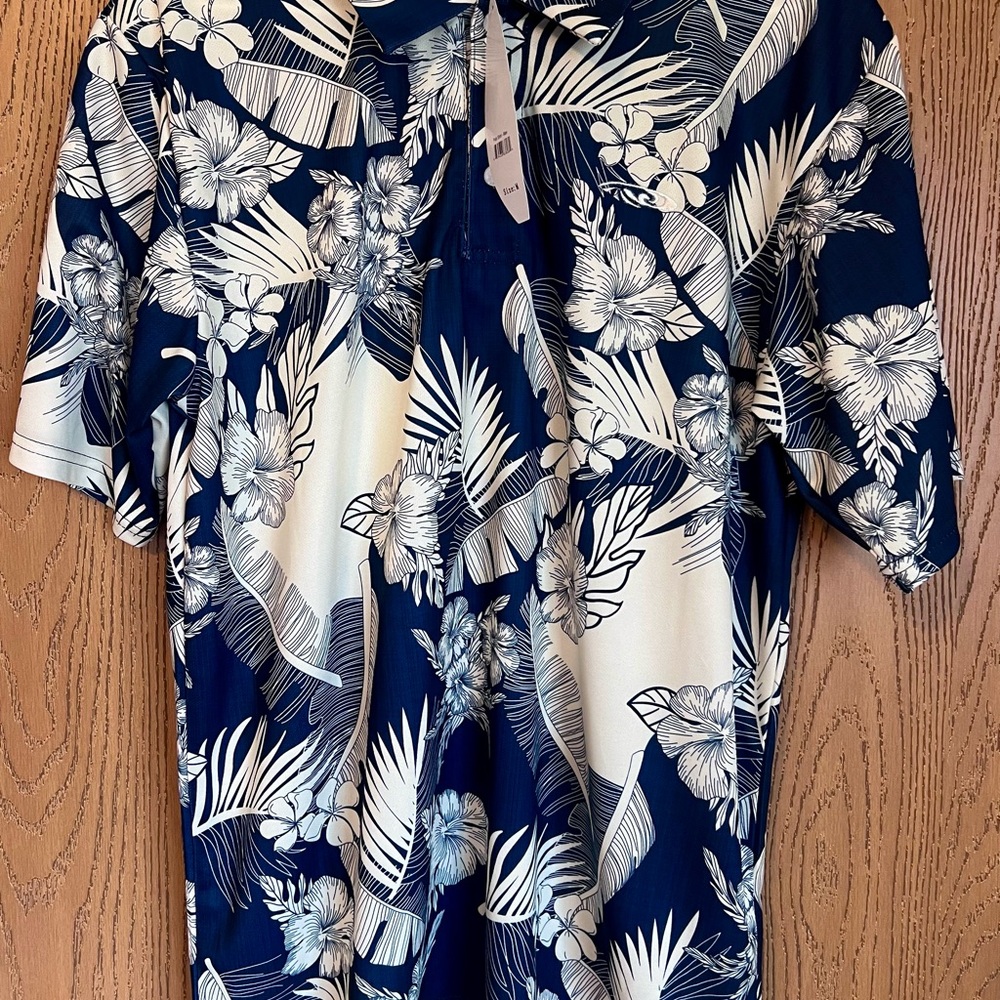 Authentic PALMWAVE Hawaiian Aloha Shirt | 100% Cotton | Navy Tropical